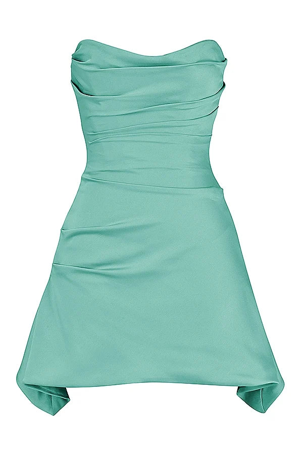 jade draped strapless corset dress