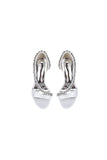 White Satin High Heels with Crystal and Chain Embellishments
