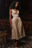 ivory metallic jacquard midi dress sale