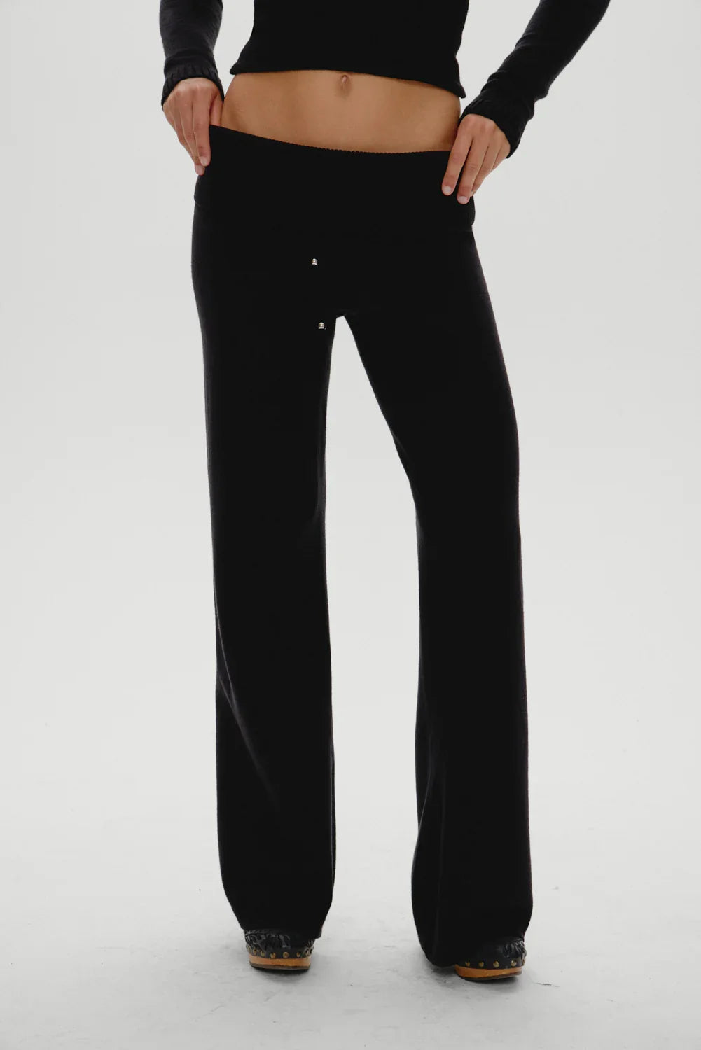 Dawson Knit Fold Over Pants Black