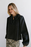 Monique Pleated Blouse in Black