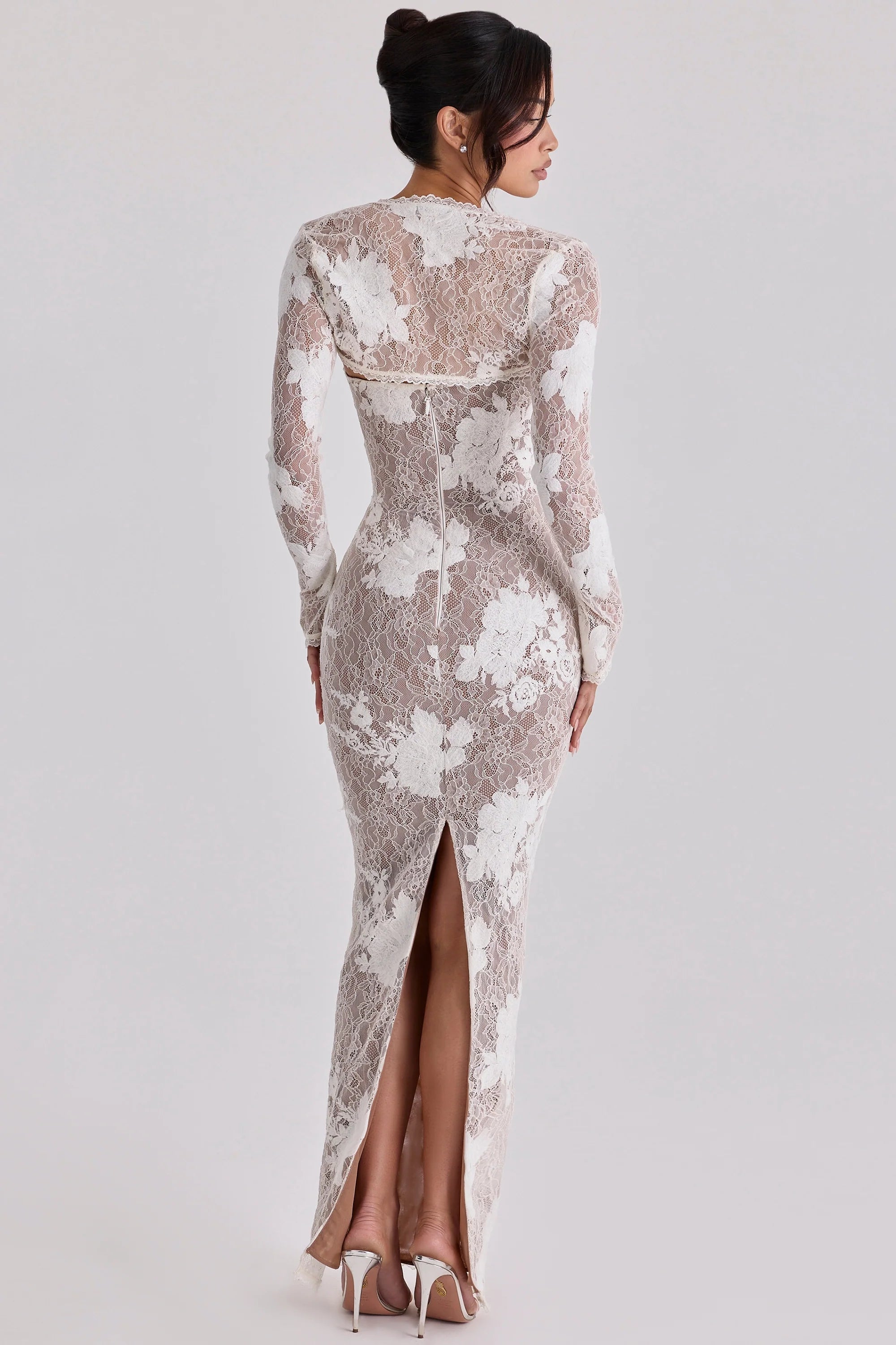ivory embroidered lace maxi dress limited edition
