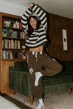 Cozette Striped Baggy Pants in Brown