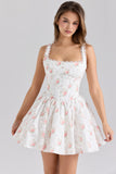 rose print stretch cotton mini dress