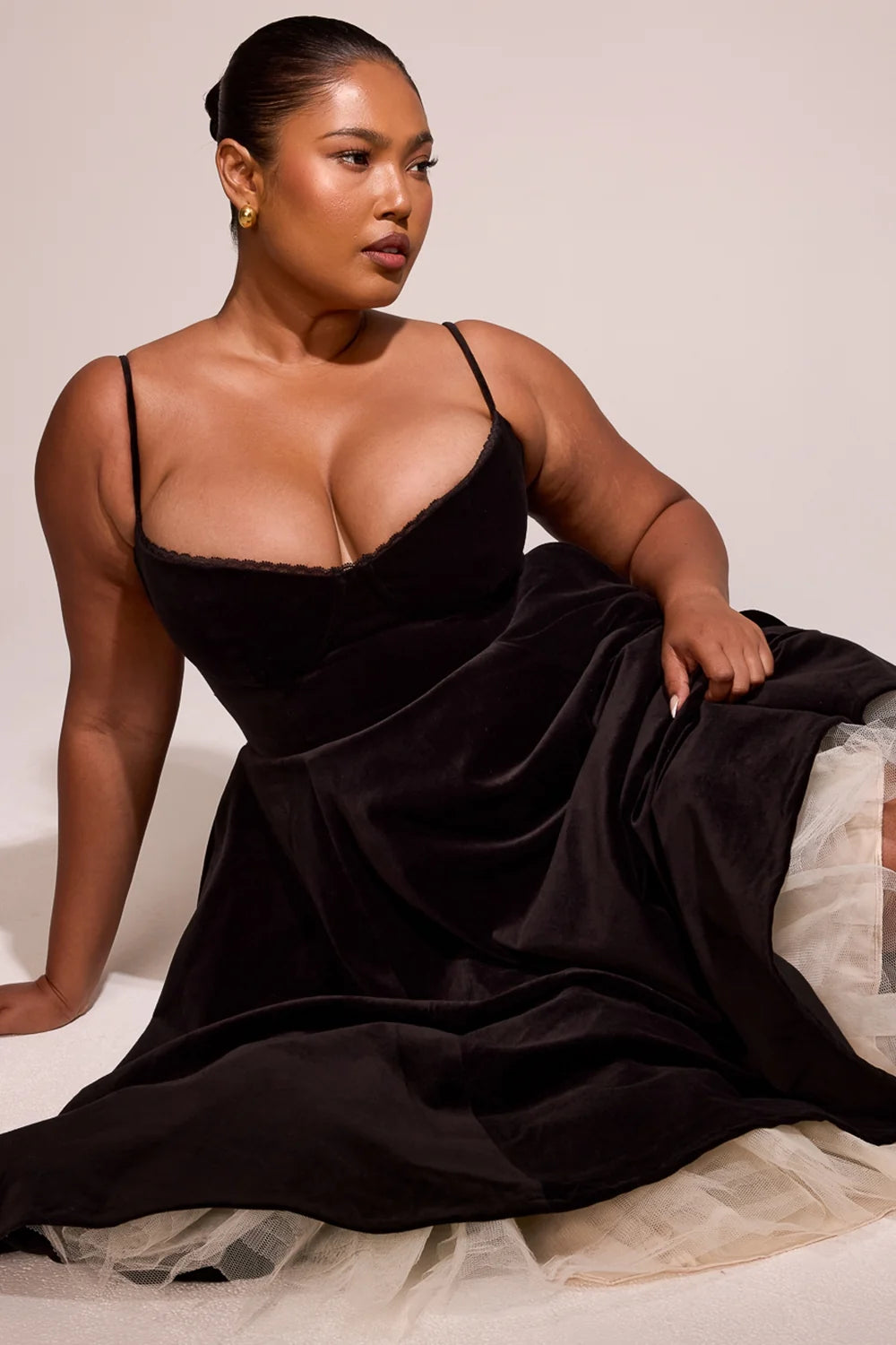 black velvet tulle midi dress bolero