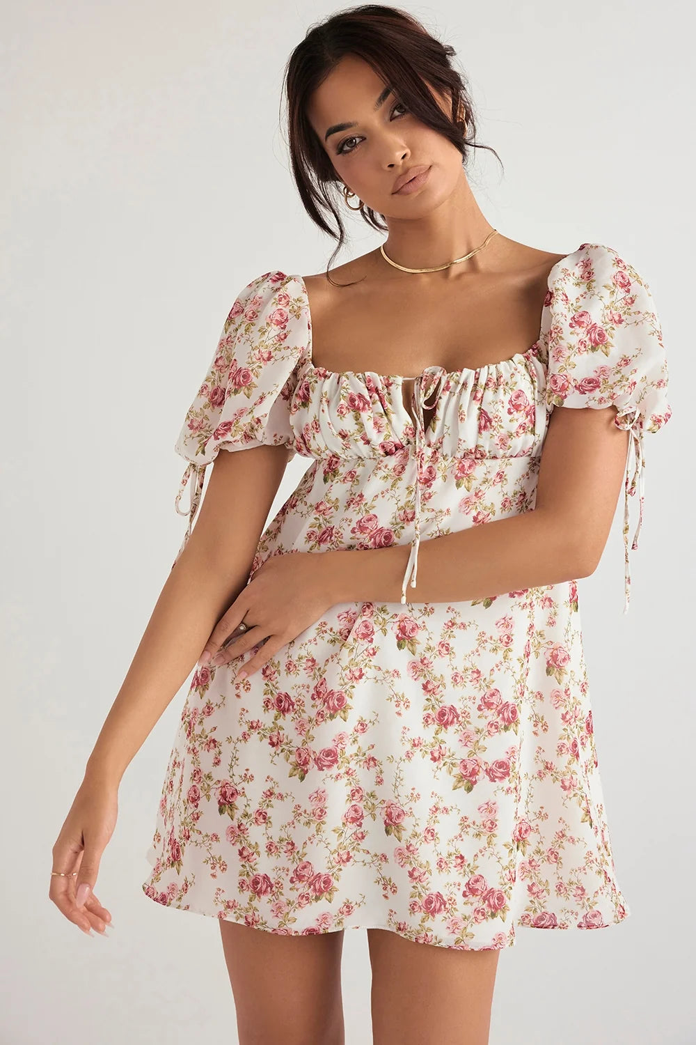 rose print mini dress sale