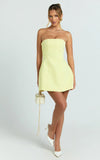 Catharine Mini Dress Strapless A Line Dress in Lemon
