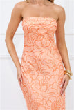 Sunburst Sparkle Strapless Satin Maxi Dress Orange