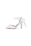 Pointed Toe Pearl Strap with Ribbon Tie