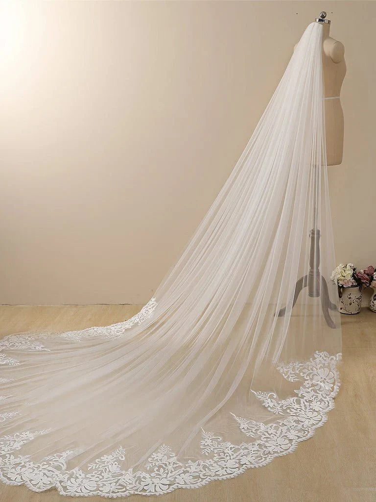 Vintage Flower Lace Cathedral Veil Bridal Veil Wedding Veil