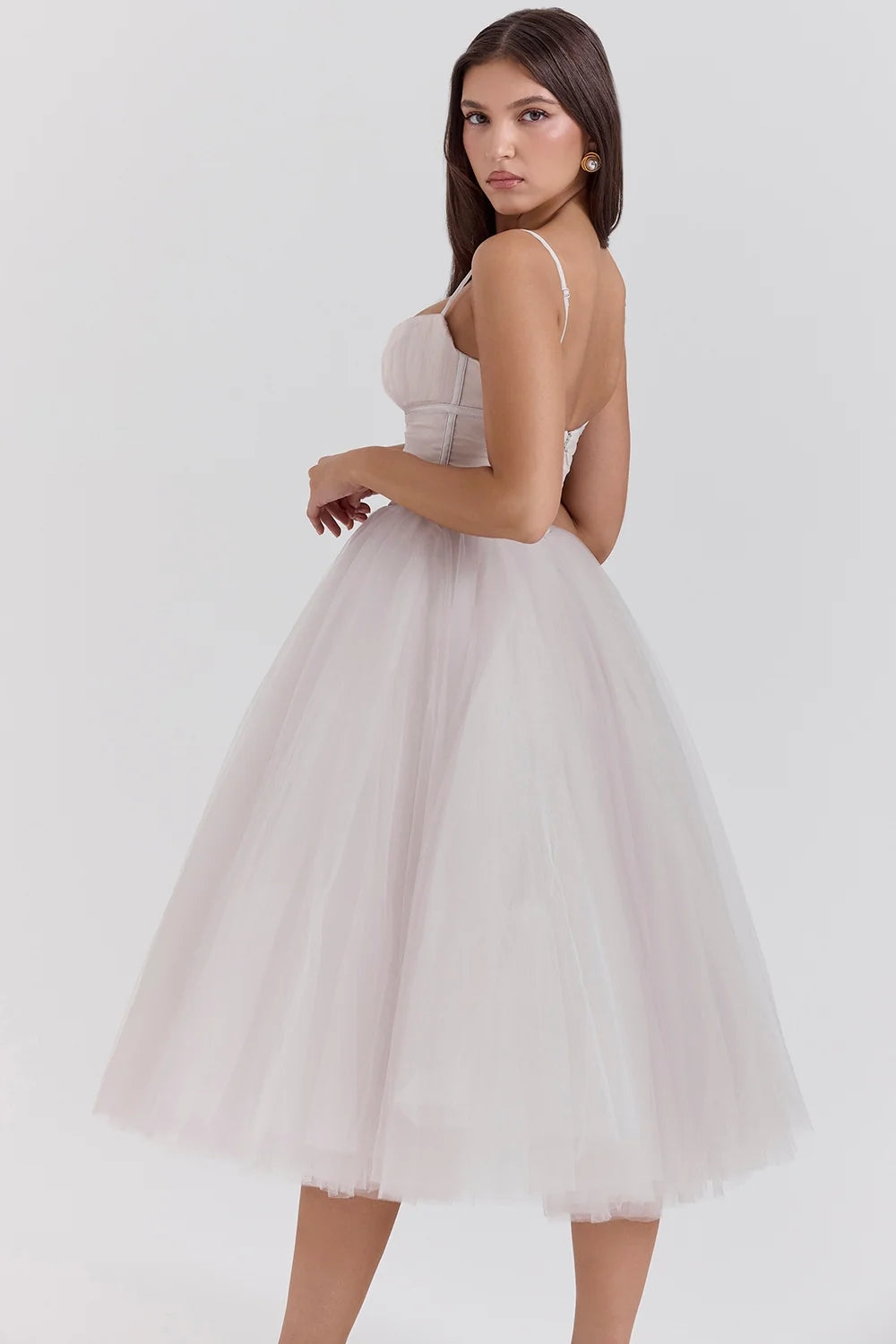 french dove tulle midi dress sale
