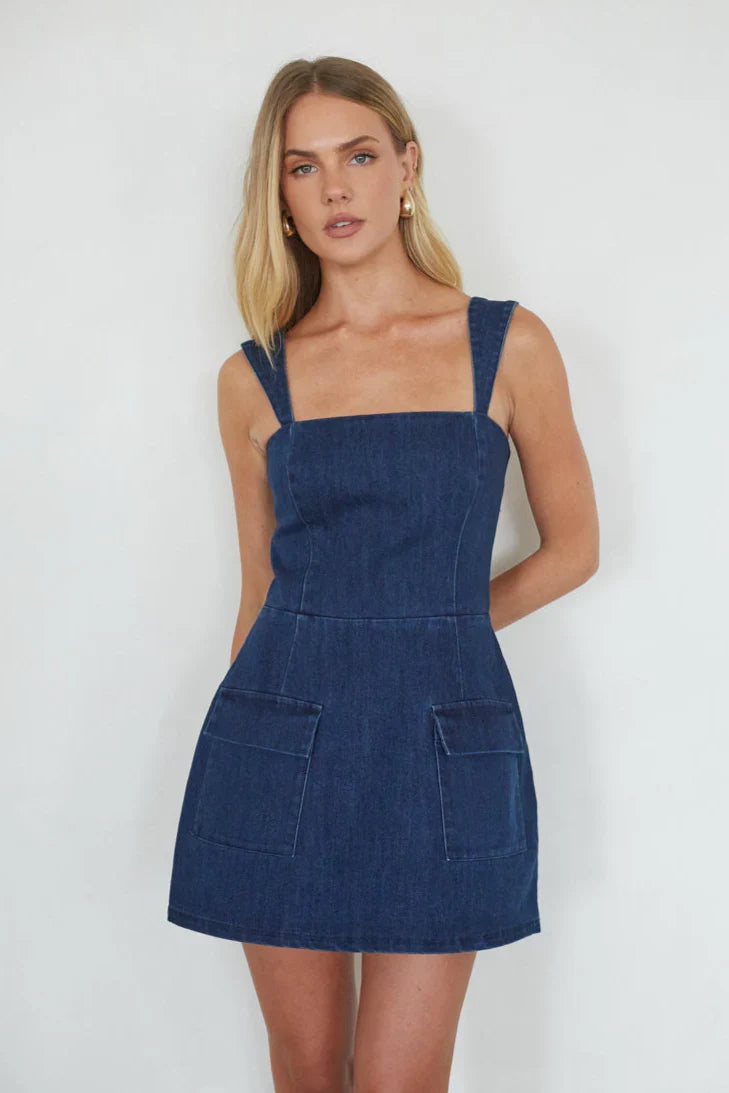 Mellie Denim Romper Mini Dress