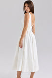white stretch cotton midi sundress