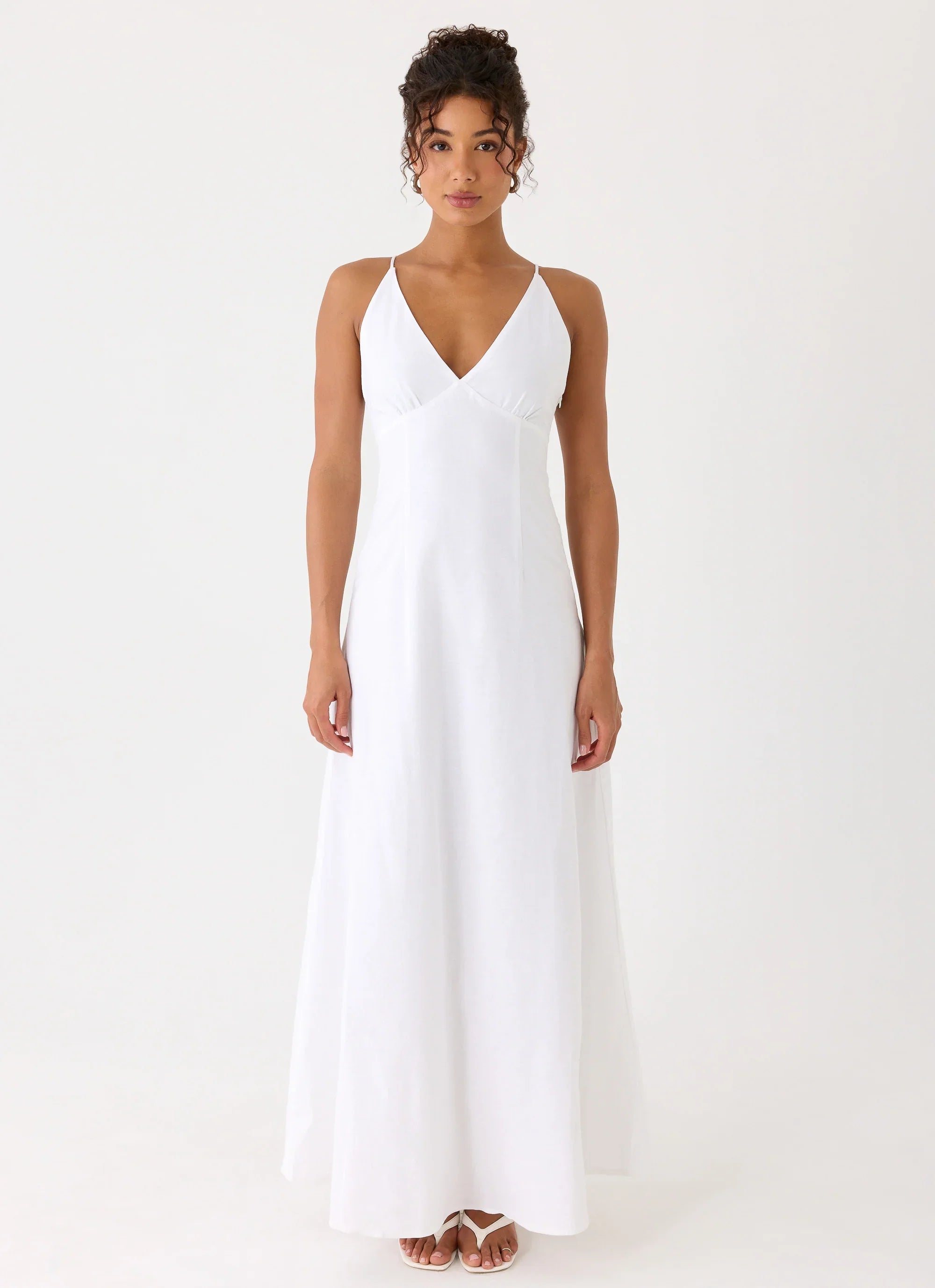 Calianna Linen Maxi Dress White
