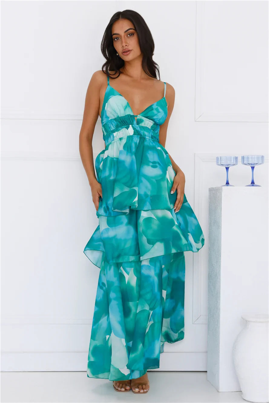 Electric Dreams Maxi Dress Green
