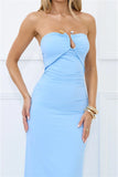 Stylish Days Strapless Maxi Dress Blue