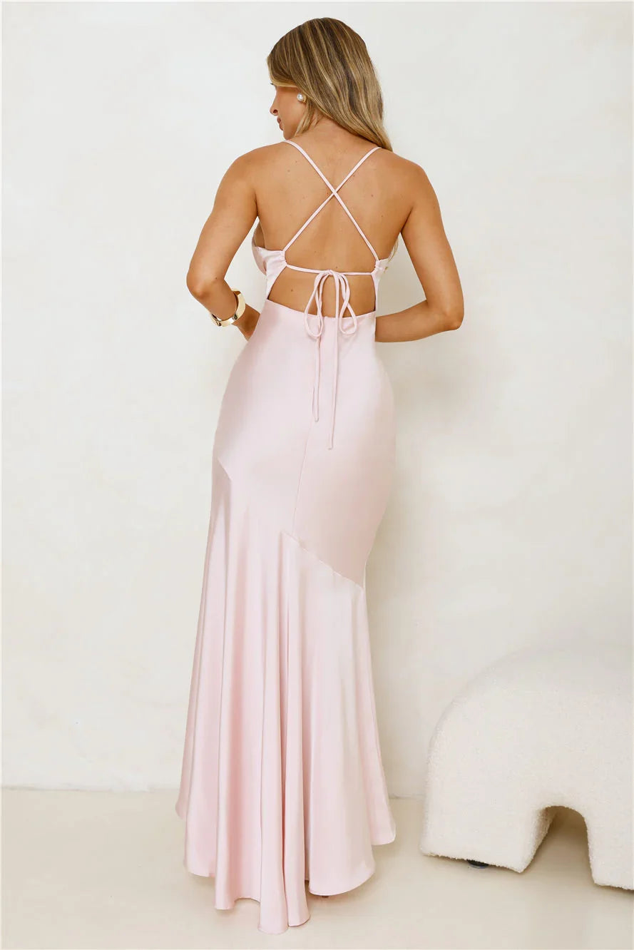 Modern Luxe Satin Maxi Dress Pink