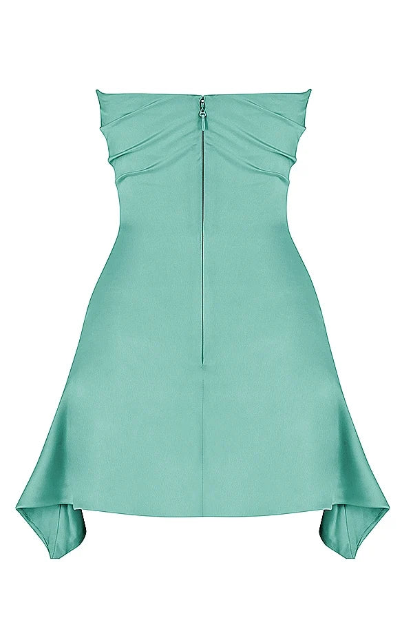 jade draped strapless corset dress
