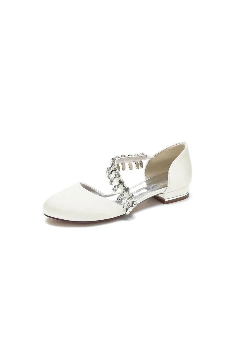 Crystal Strap Round Toe Flats