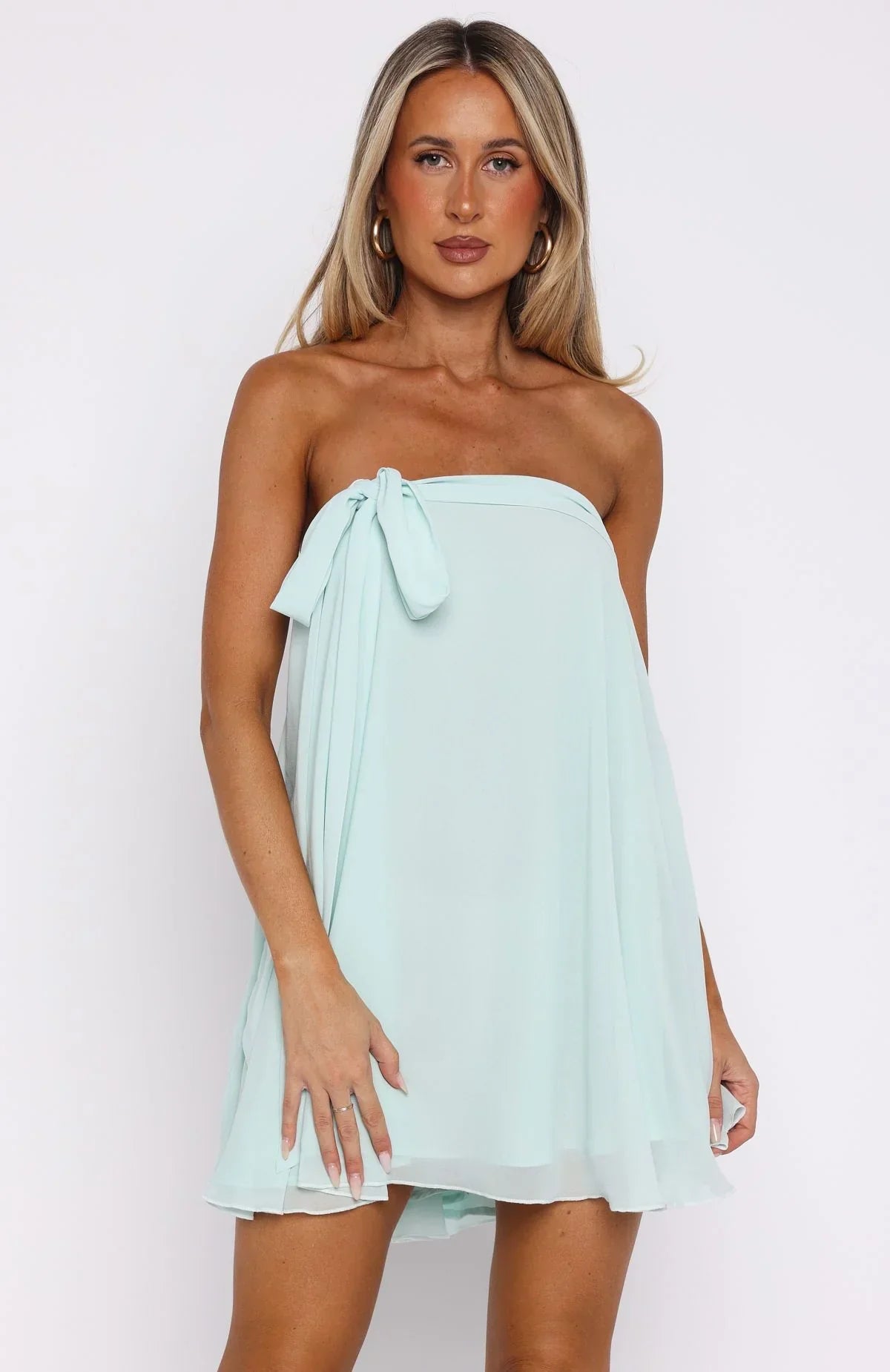 Shes So Pretty Strapless Mini Dress Ice Blue