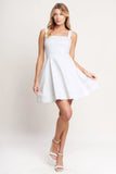 FIRST DATE FEELS WHITE TWILL MINI DRESS FINAL SALE