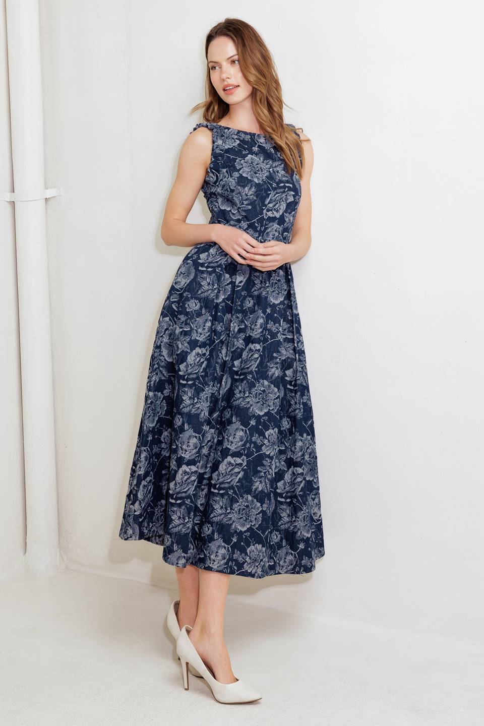 ROSE DENIM MIDI DRESS
