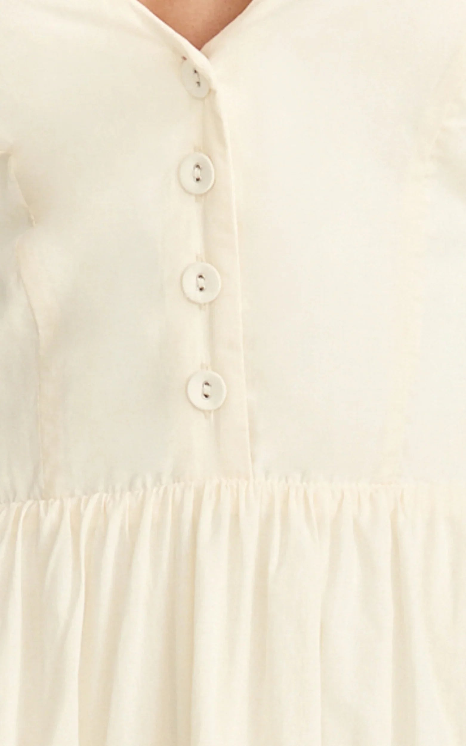 Everly Midi Dress Tie Halter Neck Button Down Bodice Fit And Flare Dress in Cream