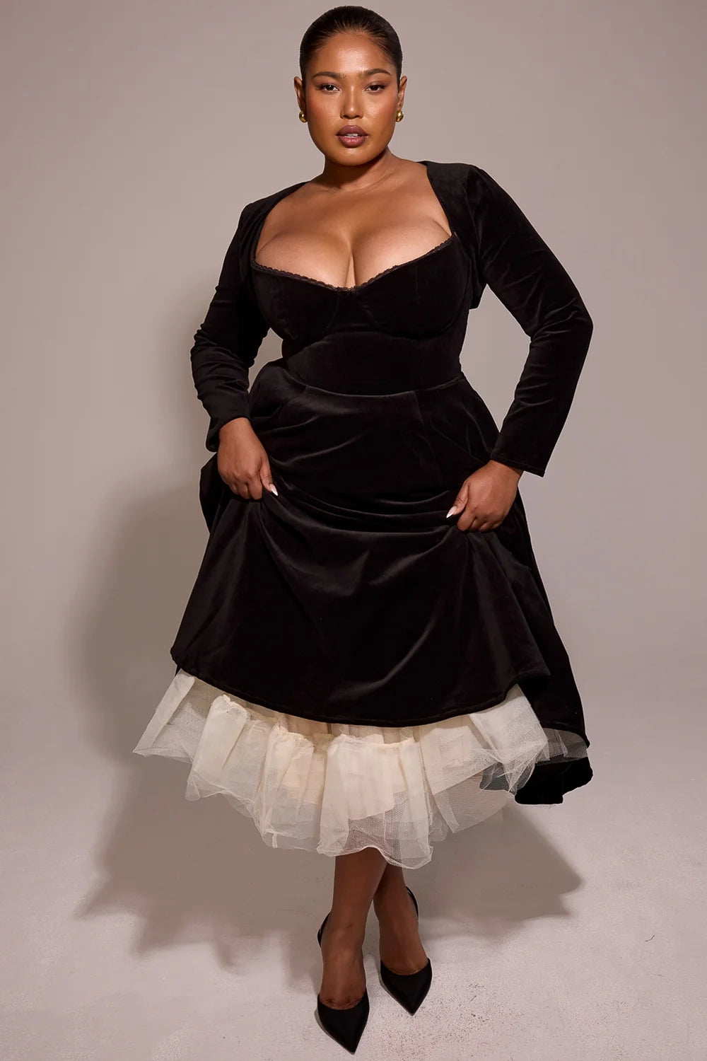 black velvet tulle midi dress bolero