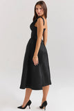 black satin twist strap midi dress sale