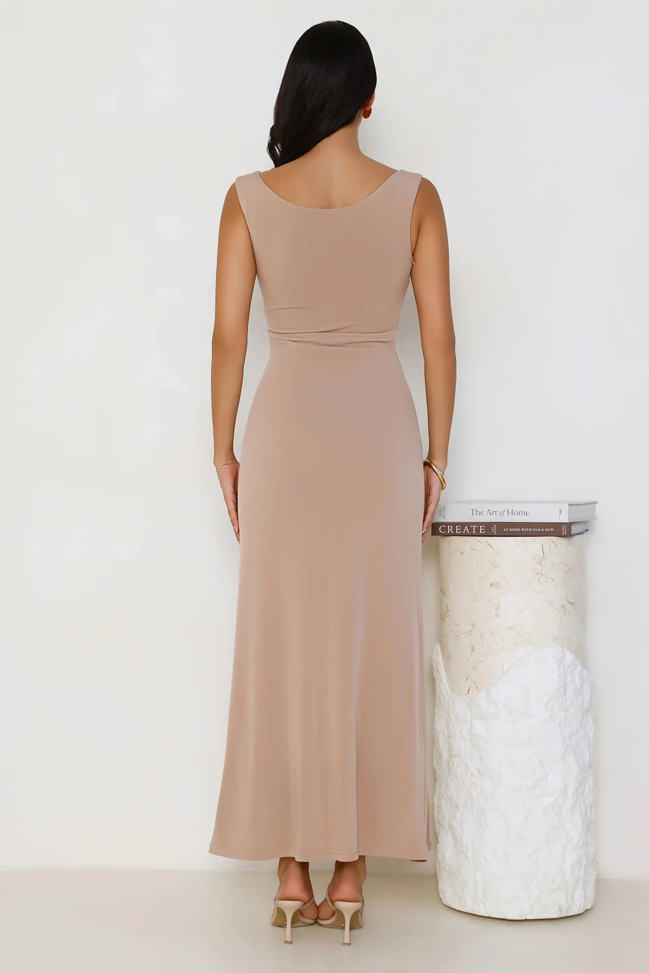 Iconic Aura Mesh Maxi Dress Beige