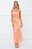 Sunburst Sparkle Strapless Satin Maxi Dress Orange