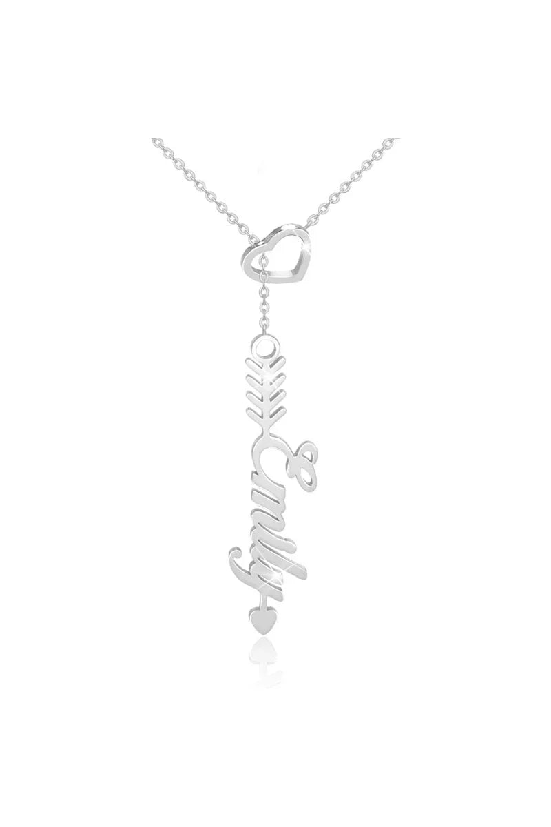 Custom Silver Heart Arrow Name Necklaces
