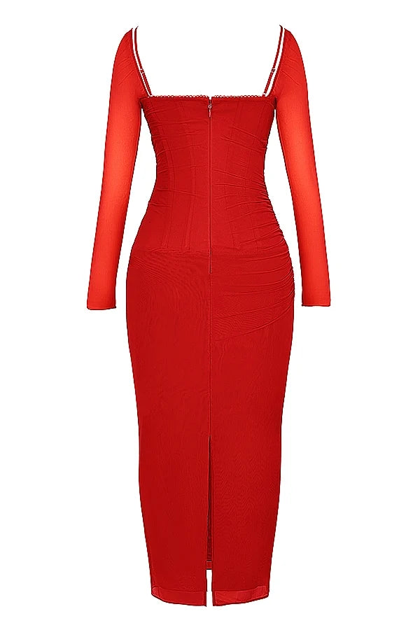 scarlet long sleeve maxi dress