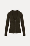 Sienna Zip Up Knit Sweater Chocolate Brown