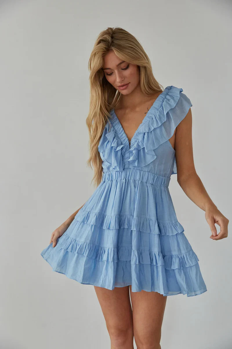 Xena Flutter Sleeve Mini Dress