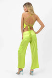 Macey Plissé Halter Top Kiwi