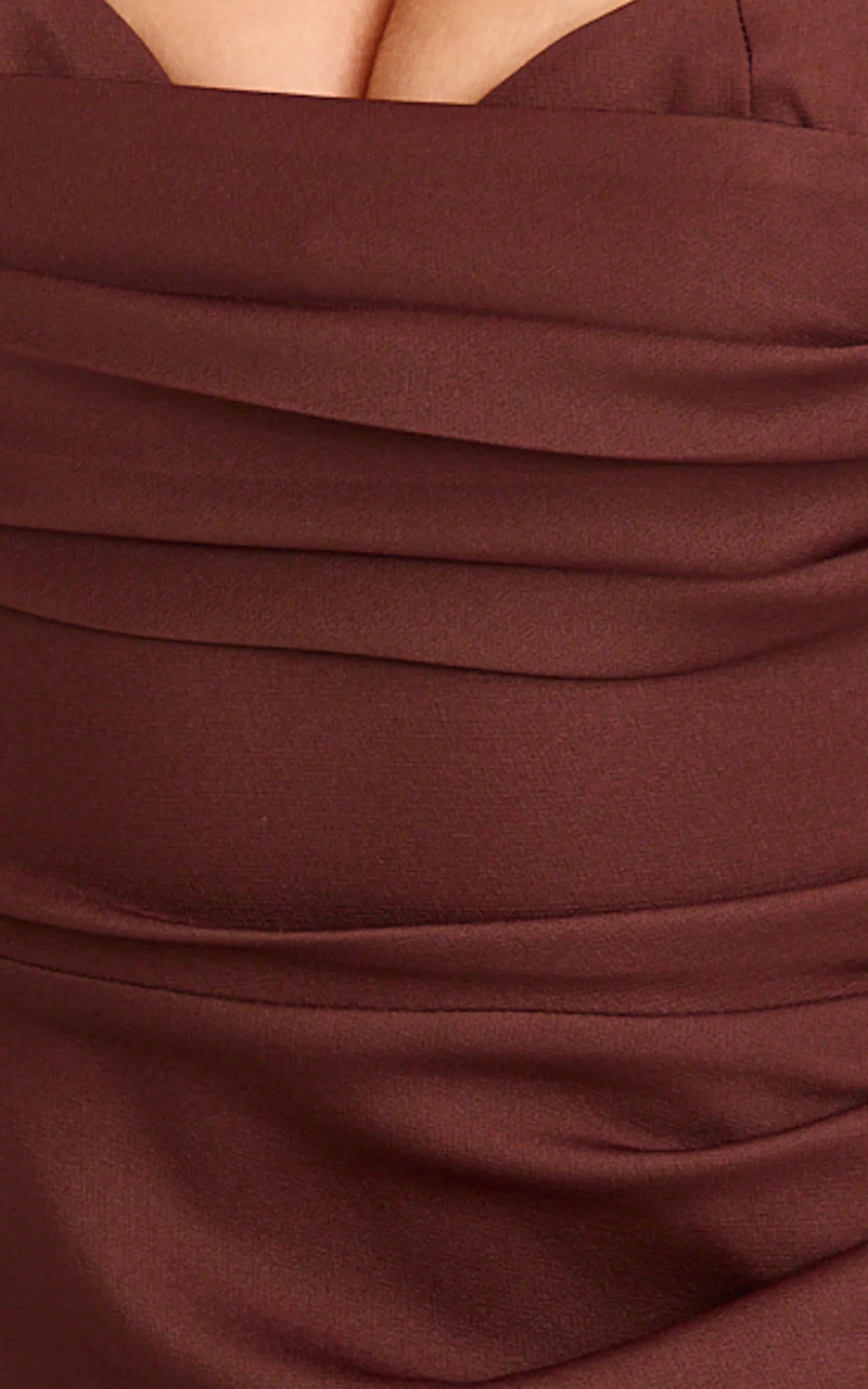 Kenna Maxi Dress Gathered Bust Tucked Waist Dress in Chocolate