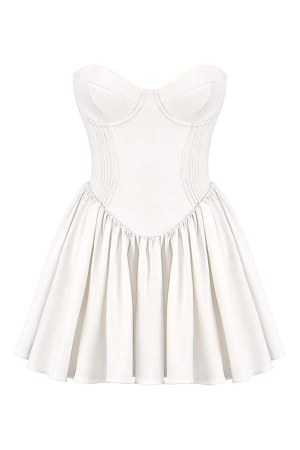white strapless corset mini dress