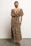 Zuri Floral Dress in Mocha
