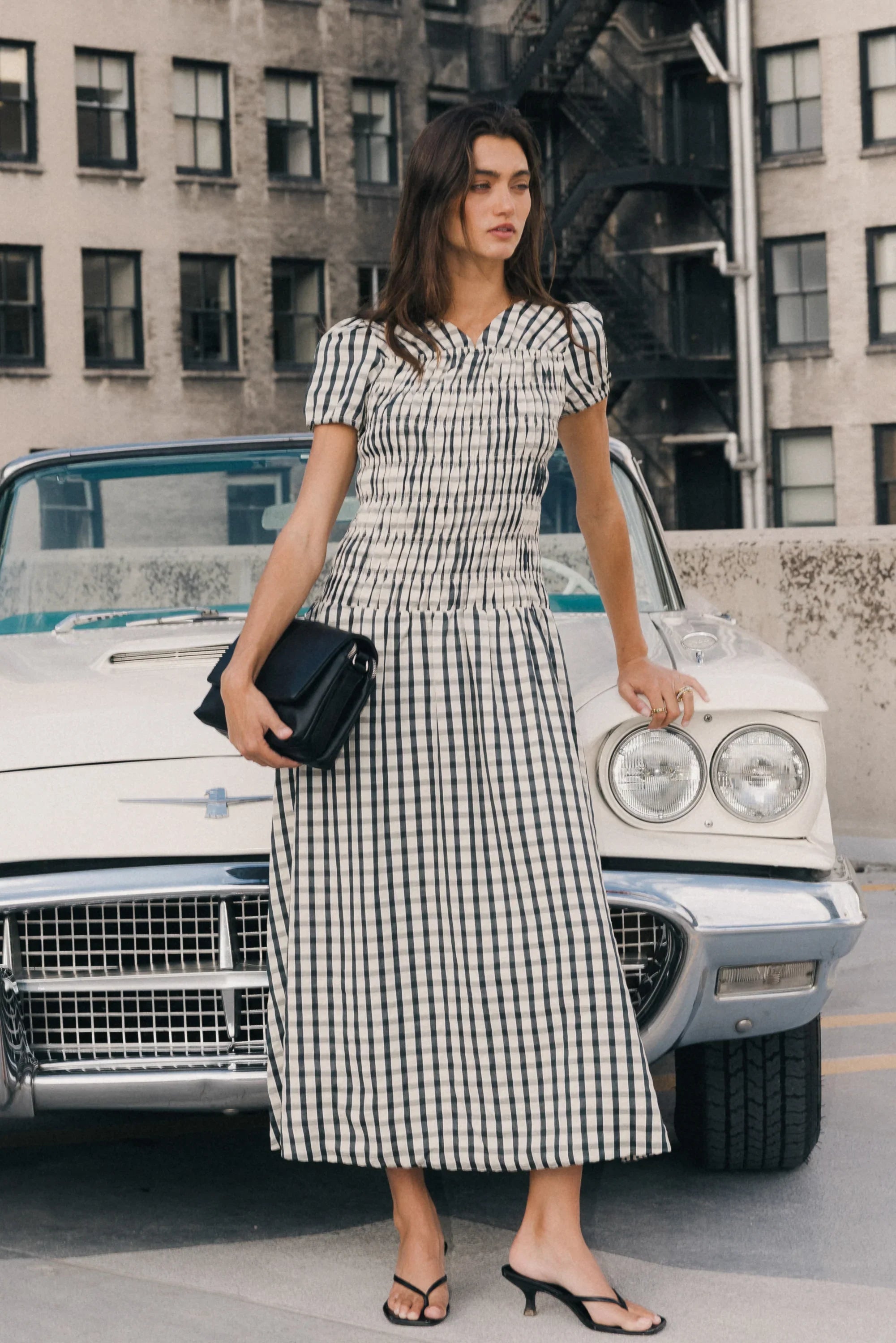 Erin Smocked Maxi Dress in Navy