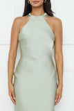 Icon Status Satin Maxi Dress Sage