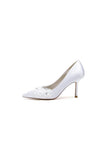 White Wedding Shoes Stiletto Heel Satin With Lace