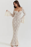 vintage cream lace maxi dress