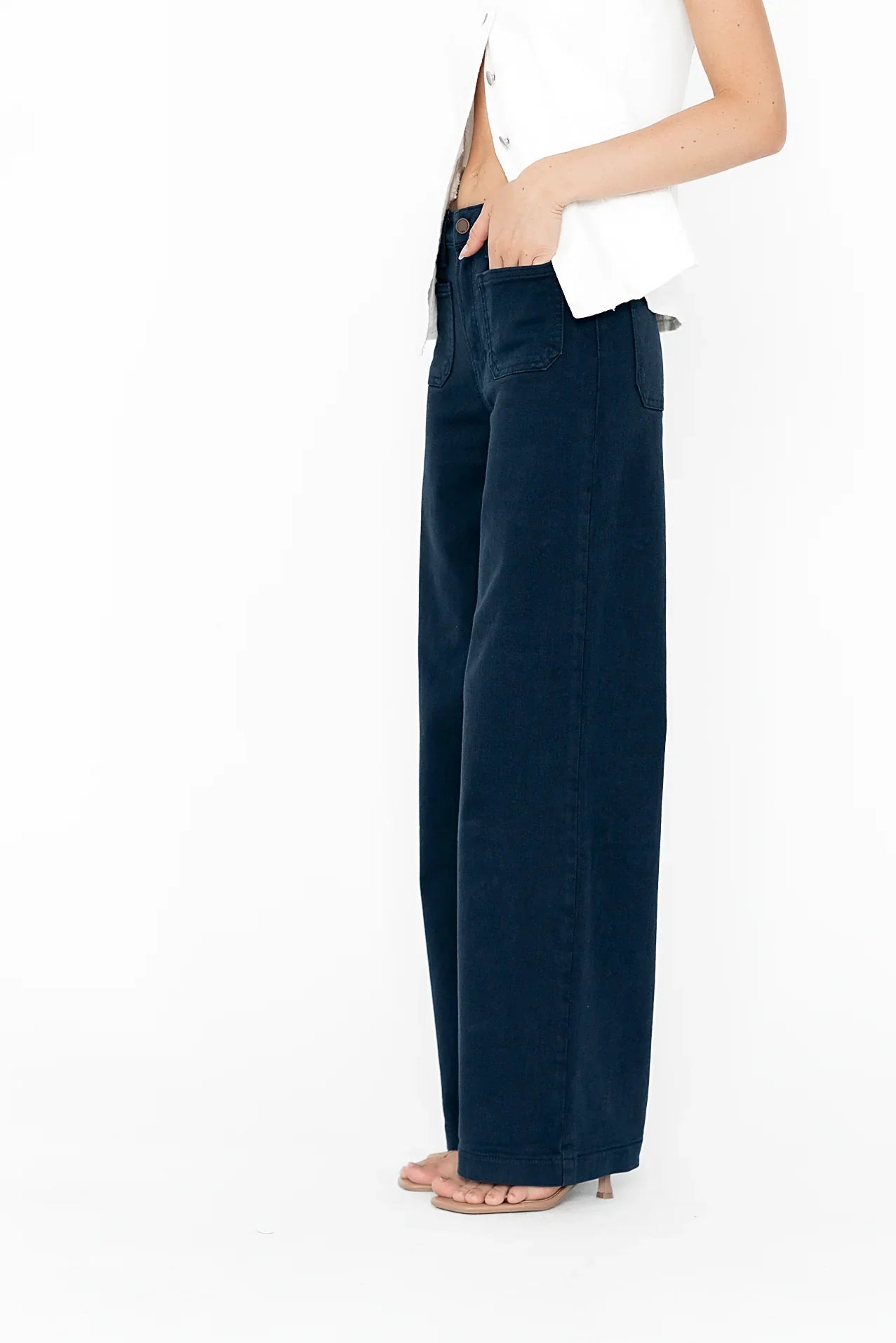 Natasha Wide Leg Jeans in Navy