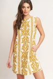CITY GIRL WITH EDGE YELLOW MINI SHIFT DRESS