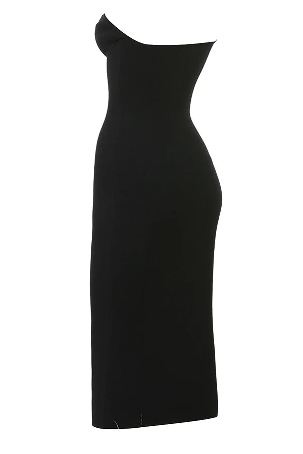 black strapless midi dress sale