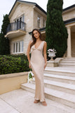 The Isabeau Satin Maxi Dress Champagne