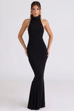 black backless silhouette maxi dress limited edition