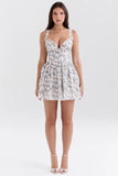 english porcelain print corset mini dress