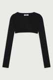 Nila Ribbed Cloud Knit Shrug Black